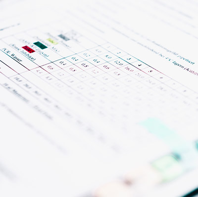 Allergiediagnostik Die Ergebnisse einer Labordiagnostik in einer Liste